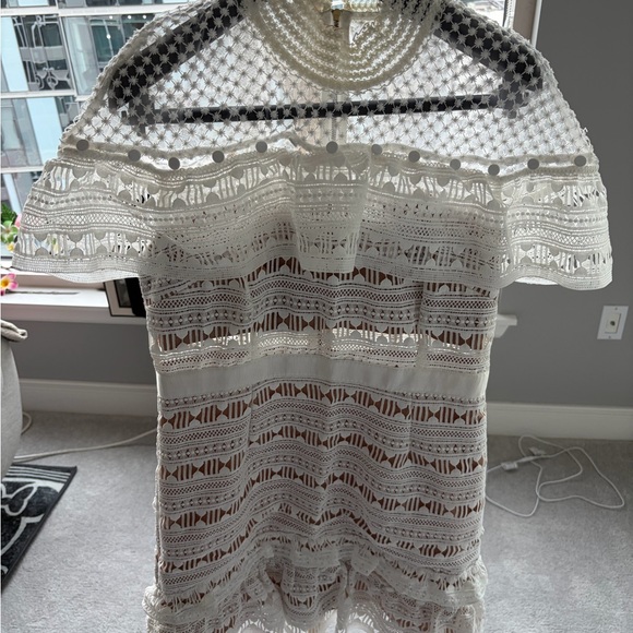 Self-Portrait Dresses & Skirts - Self-Portrait White Lace Crochet Dress